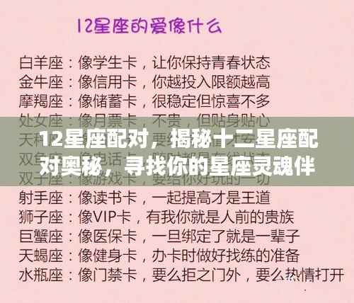 揭秘十二星座配对奥秘,寻找星座灵魂伴侣的完美组合