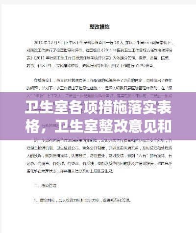 卫生室各项措施落实表格,卫生室整改意见和措施