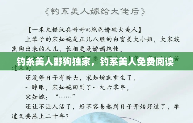 钓糸美人野狗独家,钓系美人免费阅读
